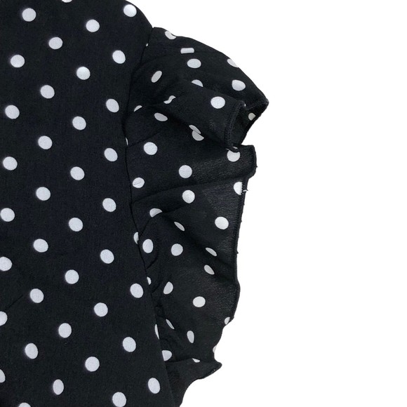 SHEIN Black & White Polkadot Dress w/Ruffled Cap Sleeves, Rockabilly Plus SZ 3X - Picture 7 of 7